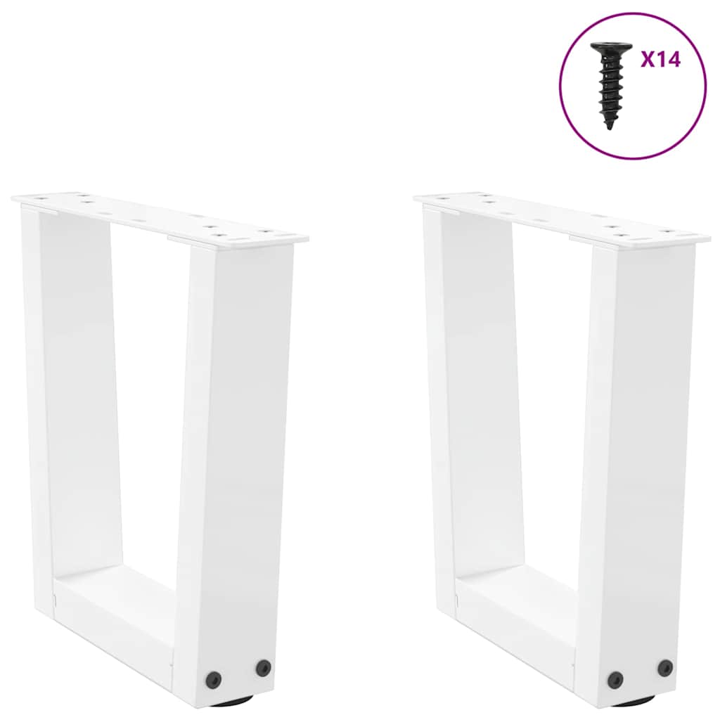 Gambe per Tavolo Pranzo a V 2 pz Bianco 30x(30-31,3)cm Acciaio - homemem39