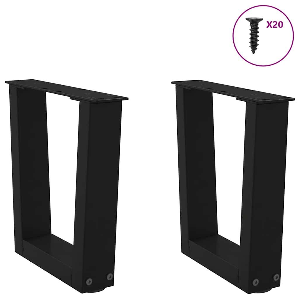 Gambe per Tavolino da Caffè forma V 2 pz Nere 40x(30-31,3) cm