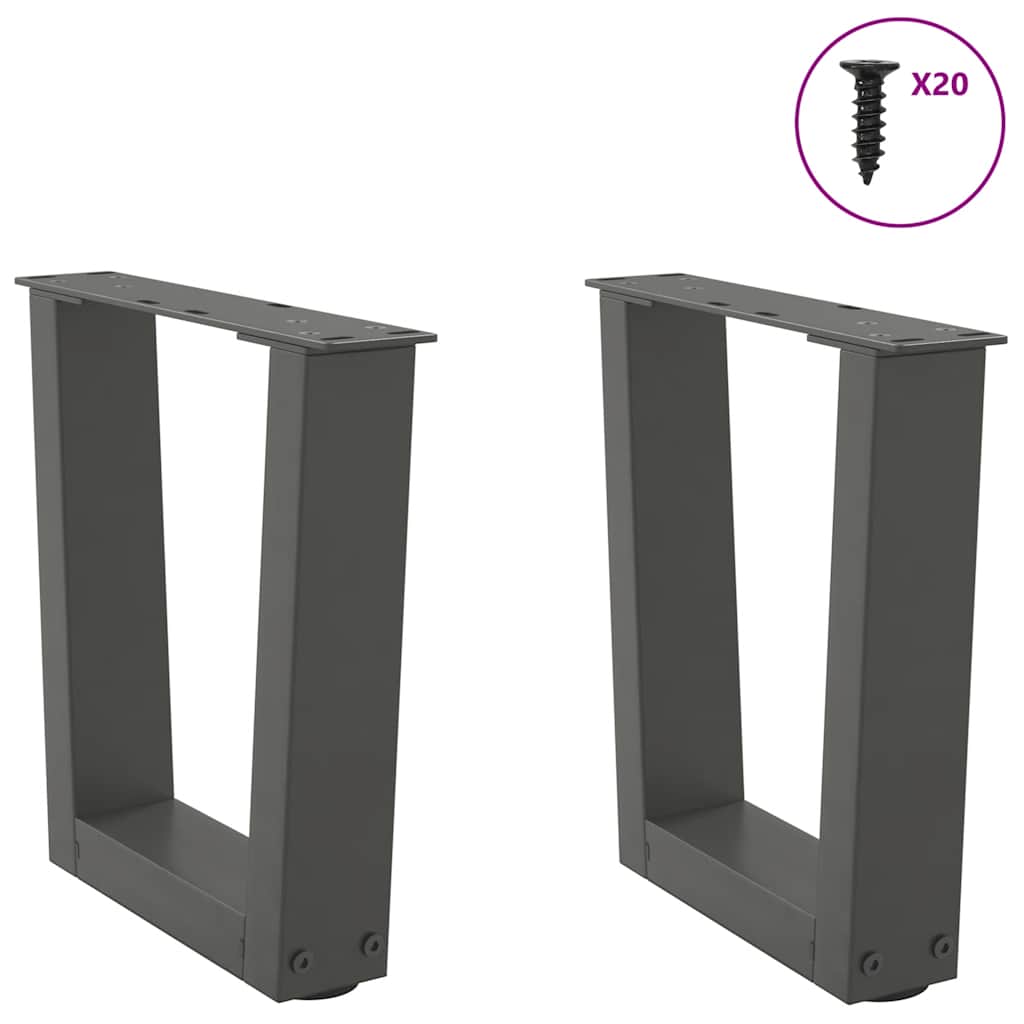 Gambe Tavolino da Caffè forma V 2 pz Antracite 40x(30-31,3) cm