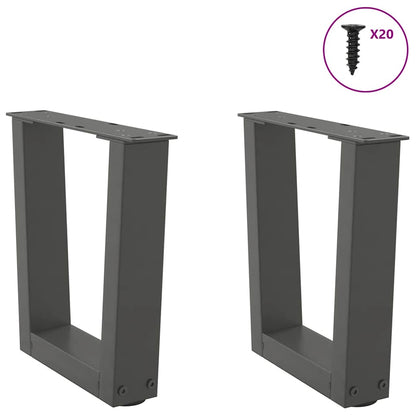 Gambe Tavolino da Caffè forma V 2 pz Antracite 40x(30-31,3) cm