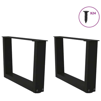 Gambe per Tavolo da Pranzo a V 2 pz Nero 50x(30-31,3)cm Acciaio - homemem39