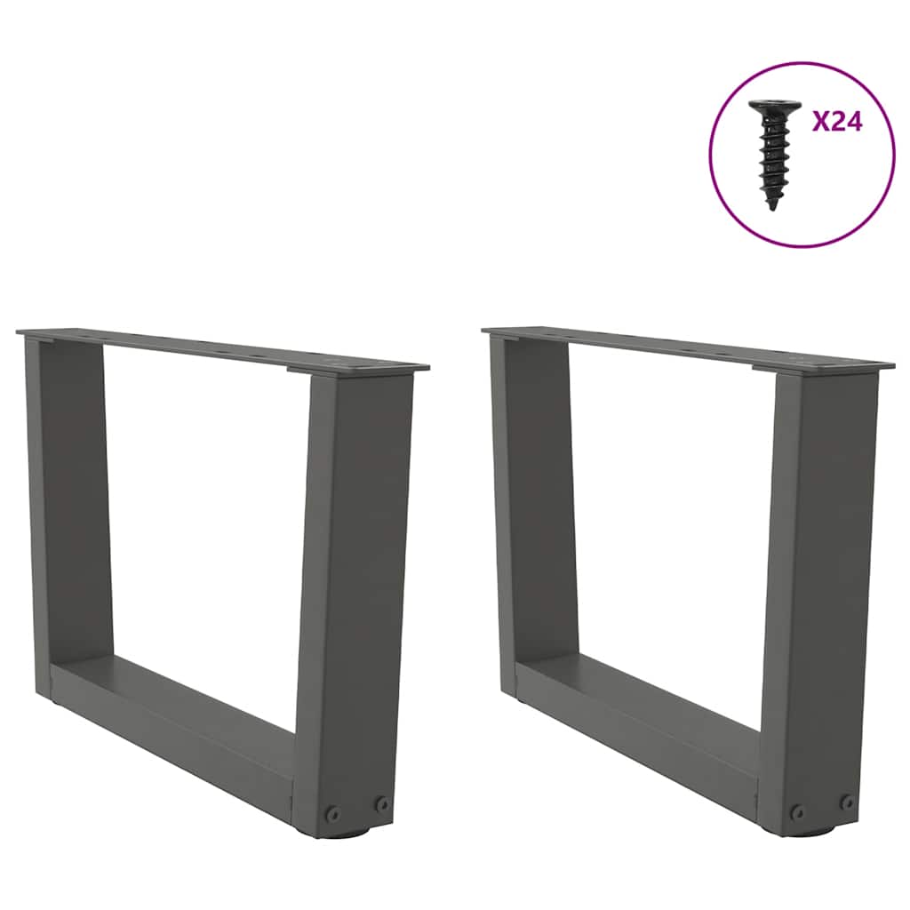 Gambe Tavolino da Caffè forma V 2 pz Antracite 50x(30-31,3) cm