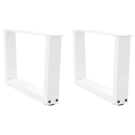 Gambe per Tavolo Pranzo a V 2 pz Bianco 60x(30-31,3)cm Acciaio - homemem39