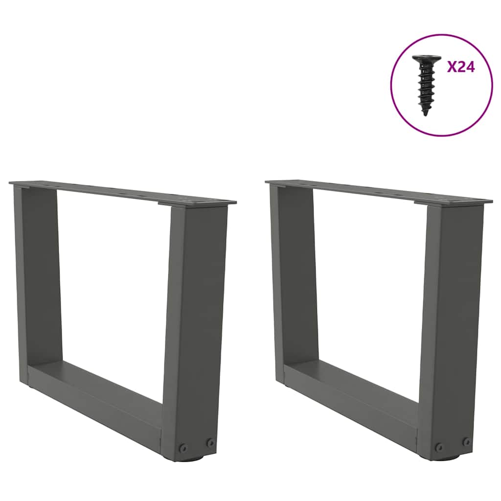 Gambe Tavolino da Caffè forma V 2 pz Antracite 60x(30-31,3) cm