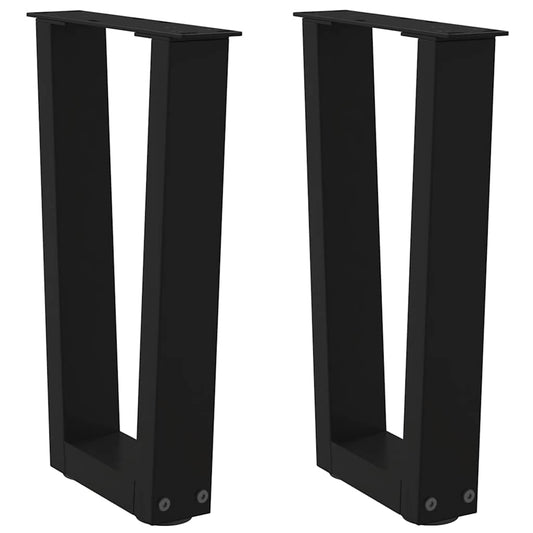 Gambe per Tavolo da Pranzo a V 2 pz Nero 28x(42-43,3)cm Acciaio - homemem39