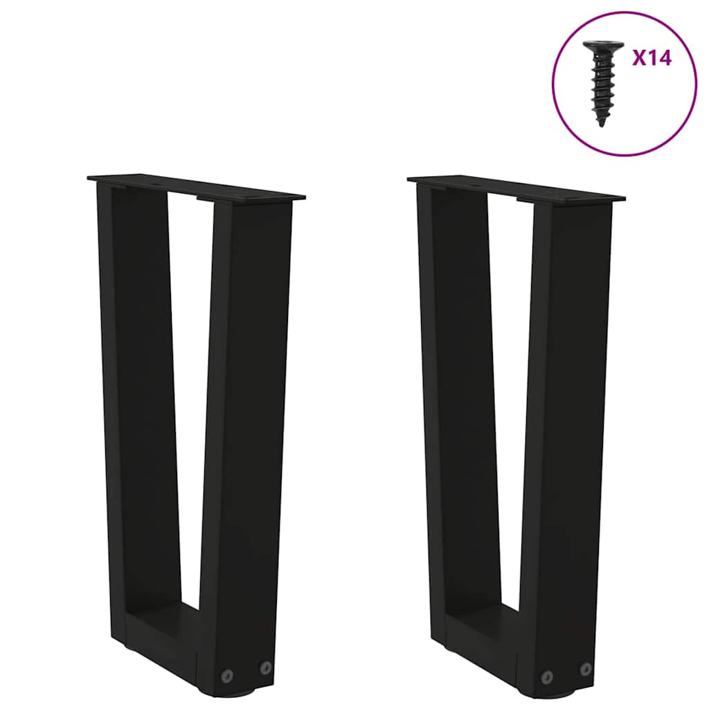 Gambe per Tavolo da Pranzo a V 2 pz Nero 28x(42-43,3)cm Acciaio - homemem39