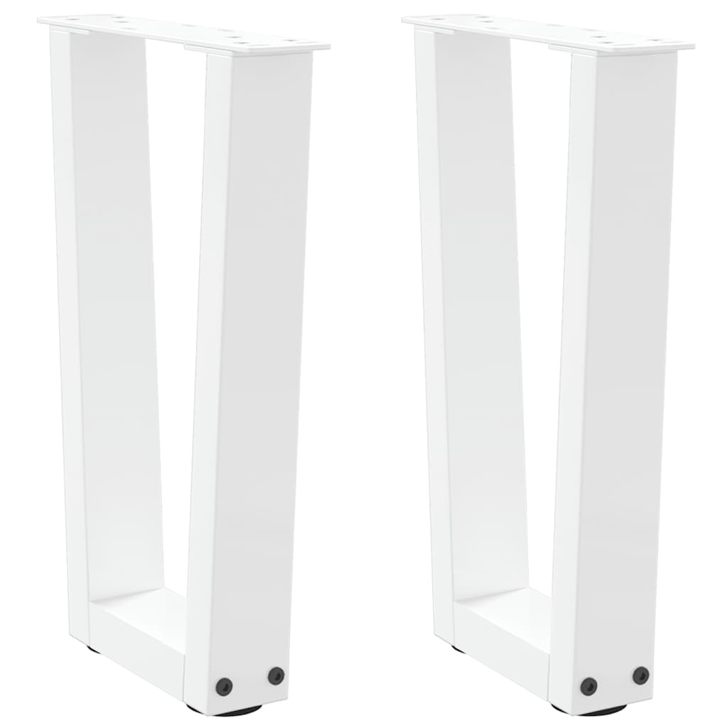 Gambe per Tavolo Pranzo a V 2 pz Bianco 28x(42-43,3)cm Acciaio - homemem39