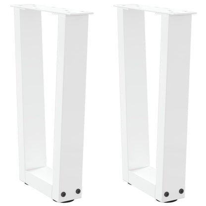 Gambe per Tavolo Pranzo a V 2 pz Bianco 28x(42-43,3)cm Acciaio - homemem39