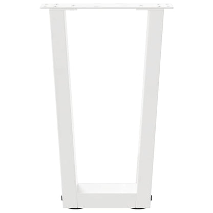 Gambe per Tavolo Pranzo a V 2 pz Bianco 28x(42-43,3)cm Acciaio - homemem39