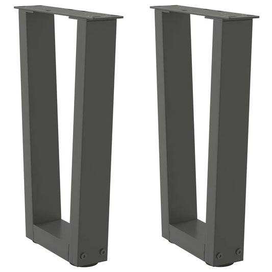 Gambe Tavolo Pranzo a V 2 pz Antracite 28x(42-43,3)cm Acciaio - homemem39