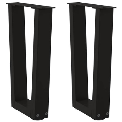 Gambe per Tavolo da Pranzo a V 2 pz Nero 38x(42-43,3)cm Acciaio - homemem39