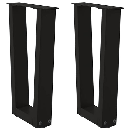 Gambe per Tavolo da Pranzo a V 2 pz Nero 38x(42-43,3)cm Acciaio - homemem39