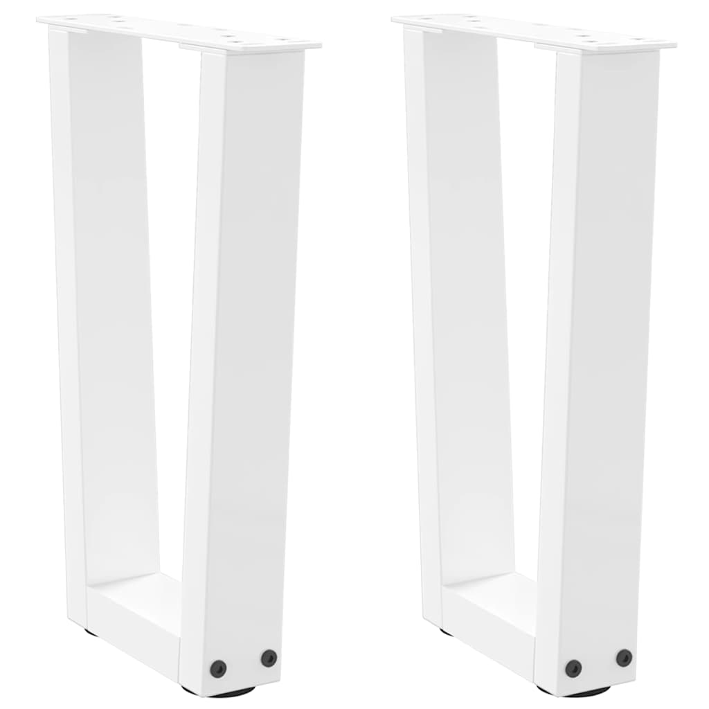 Gambe per Tavolo Pranzo a V 2 pz Bianco 38x(42-43,3)cm Acciaio - homemem39
