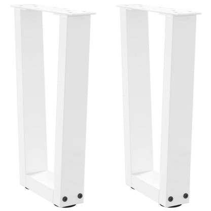 Gambe per Tavolo Pranzo a V 2 pz Bianco 38x(42-43,3)cm Acciaio - homemem39