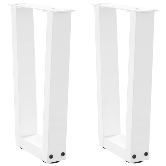 Gambe per Tavolo Pranzo a V 2 pz Bianco 38x(42-43,3)cm Acciaio - homemem39