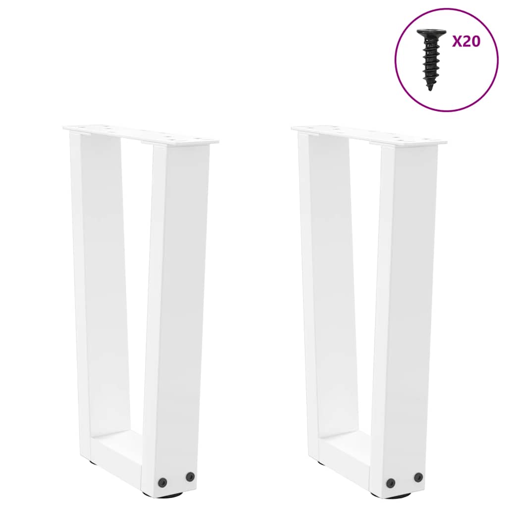 Gambe per Tavolo Pranzo a V 2 pz Bianco 38x(42-43,3)cm Acciaio - homemem39