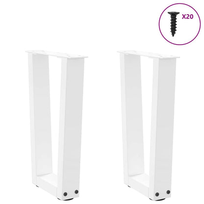 Gambe per Tavolo Pranzo a V 2 pz Bianco 38x(42-43,3)cm Acciaio - homemem39