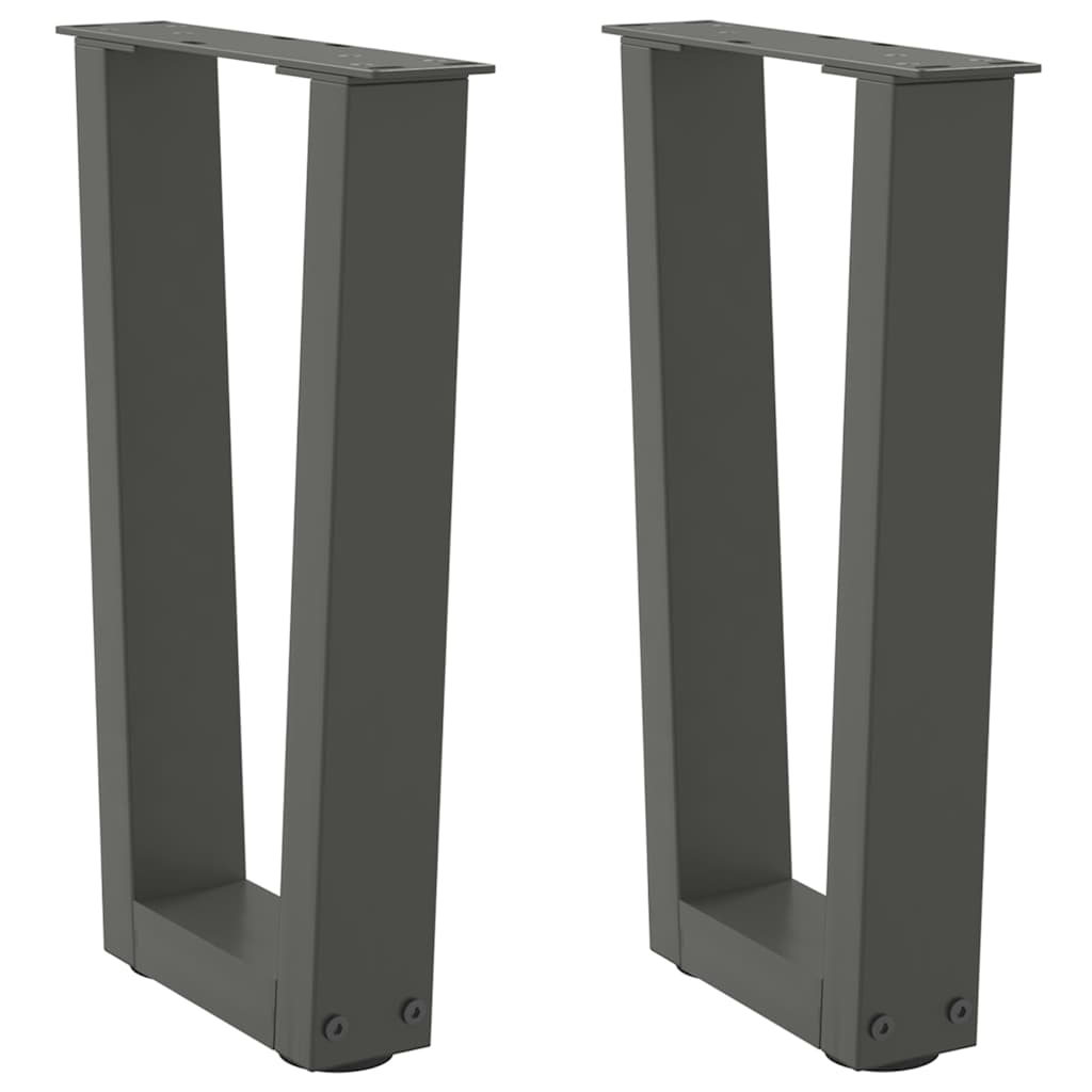Gambe Tavolo Pranzo a V 2 pz Antracite 38x(42-43,3)cm Acciaio - homemem39