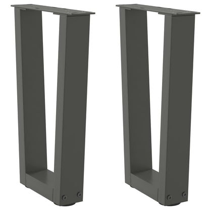 Gambe Tavolo Pranzo a V 2 pz Antracite 38x(42-43,3)cm Acciaio - homemem39