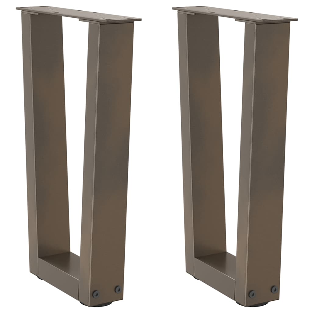 Gambe per Tavolo Pranzo a V 2pz Naturale 38x(42-43,3)cm Acciaio - homemem39