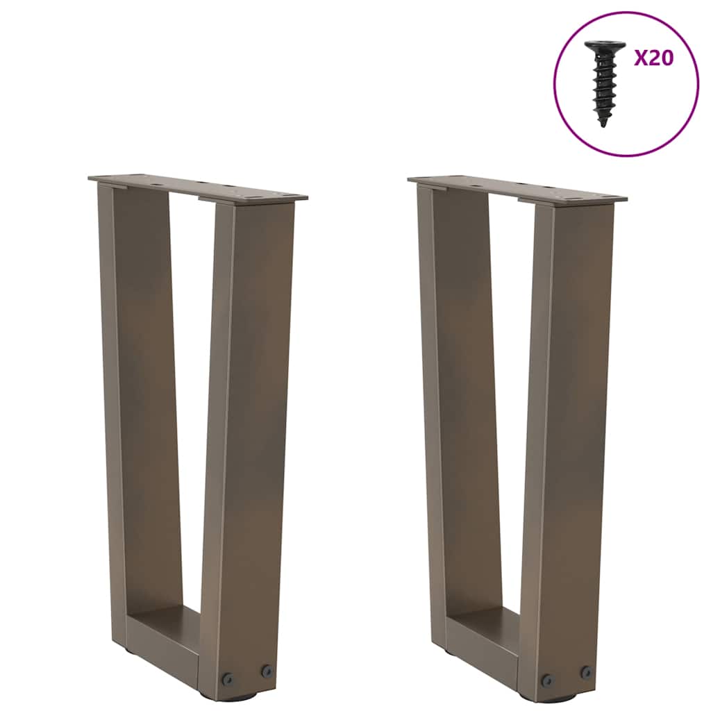 Gambe per Tavolo Pranzo a V 2pz Naturale 38x(42-43,3)cm Acciaio - homemem39