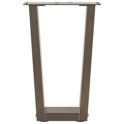 Gambe per Tavolo Pranzo a V 2pz Naturale 38x(42-43,3)cm Acciaio - homemem39
