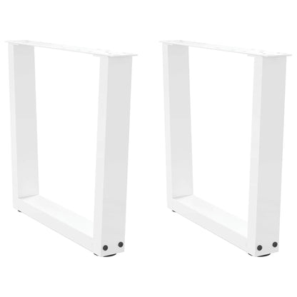 Gambe per Tavolo Pranzo a V 2 pz Bianco 50x(42-43,3)cm Acciaio - homemem39