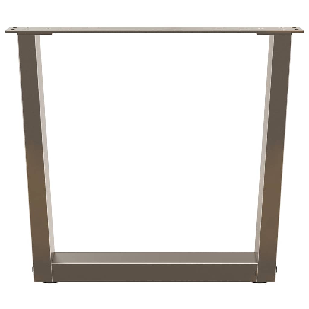 Gambe per Tavolo Pranzo a V 2pz Naturale 50x(42-43,3)cm Acciaio - homemem39
