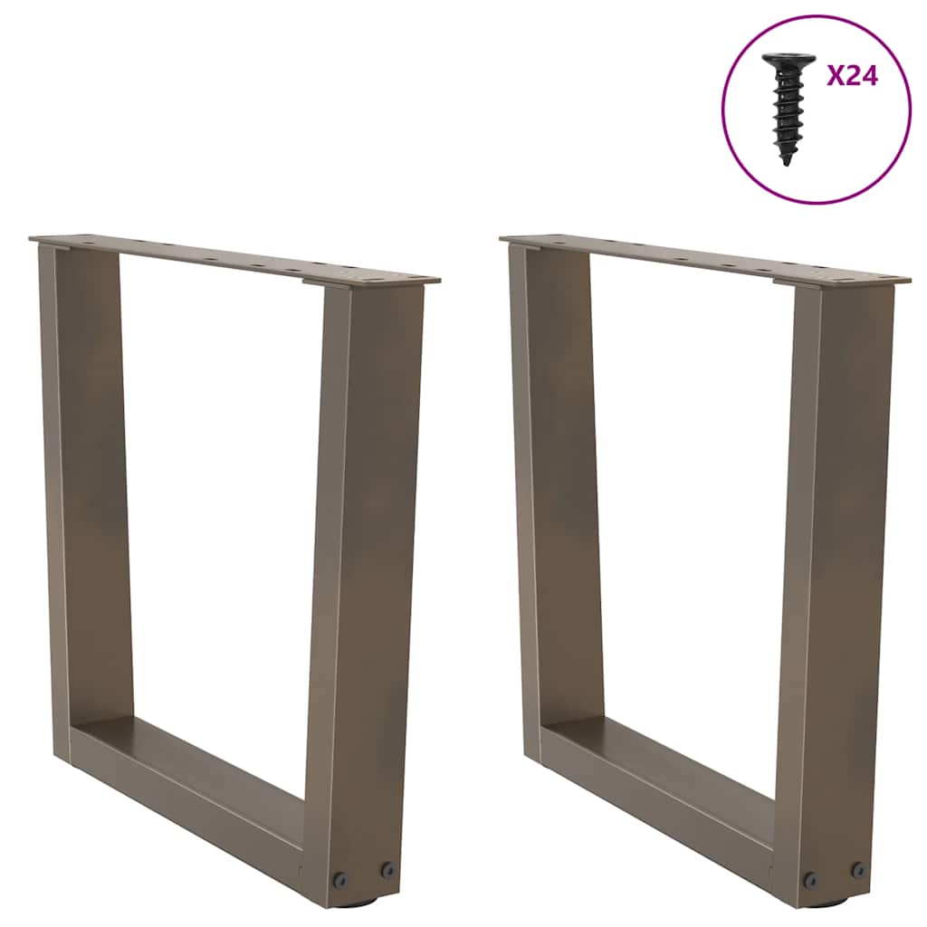 Gambe per Tavolo Pranzo a V 2pz Naturale 50x(42-43,3)cm Acciaio - homemem39