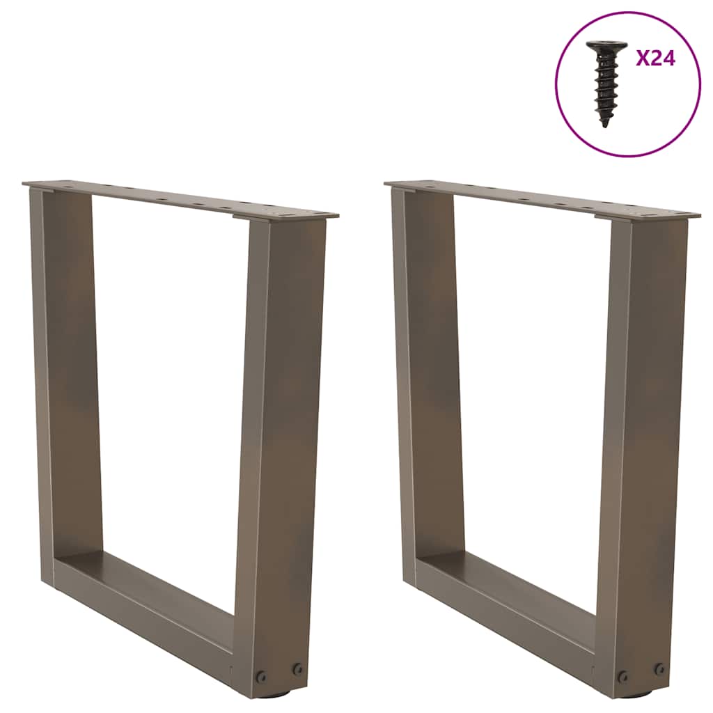 Gambe per Tavolo Pranzo a V 2pz Naturale 60x(42-43,3)cm Acciaio - homemem39