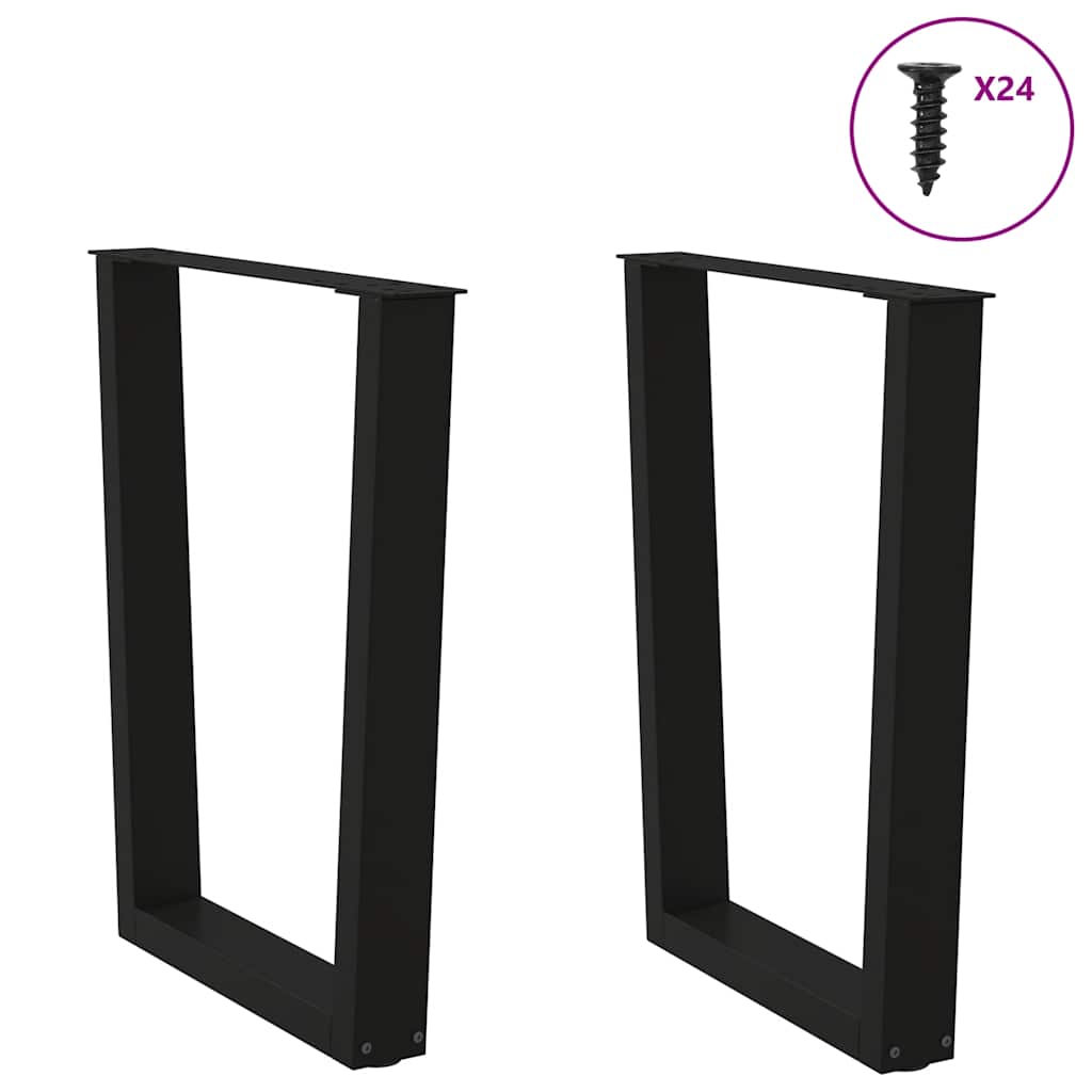 Gambe per Tavolo da Pranzo a V 2 pz Nero 60x(72-73,3)cm Acciaio - homemem39