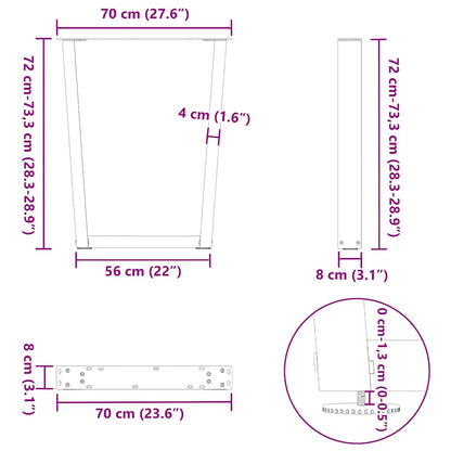 Gambe per Tavolo Pranzo a V 2 pz Bianco 70x(72-73,3)cm Acciaio - homemem39
