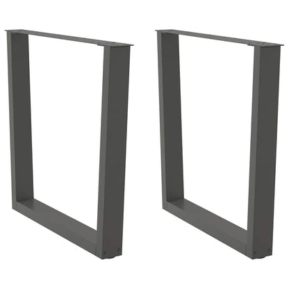 Gambe Tavolo Pranzo a V 2 pz Antracite 80x(72-73,3)cm Acciaio - homemem39