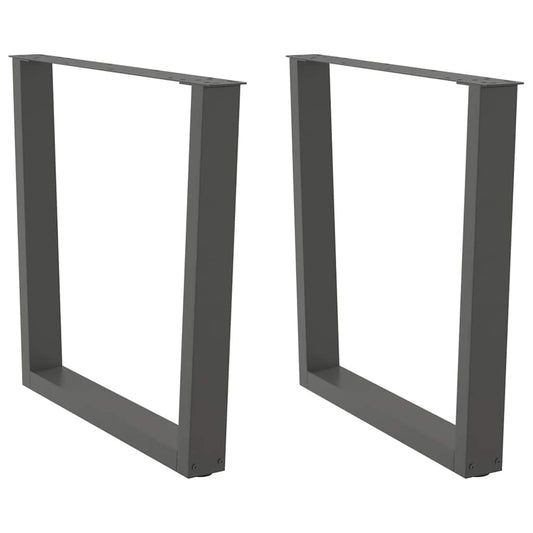 Gambe Tavolo Pranzo a V 2 pz Antracite 80x(72-73,3)cm Acciaio - homemem39