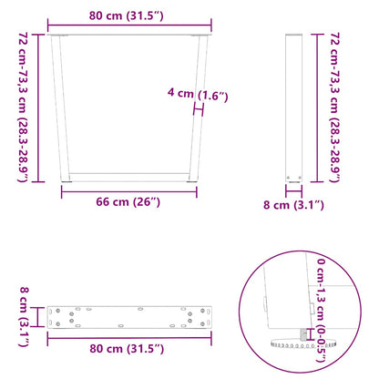 Gambe tavolo da pranzo forma V 2 pz Antracite 80x(72-73,3) cm