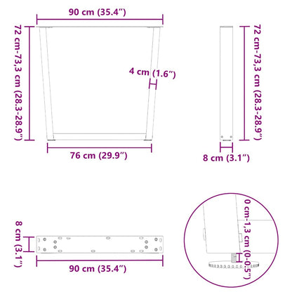Gambe per Tavolo Pranzo a V 2 pz Bianco 90x(72-73,3)cm Acciaio - homemem39