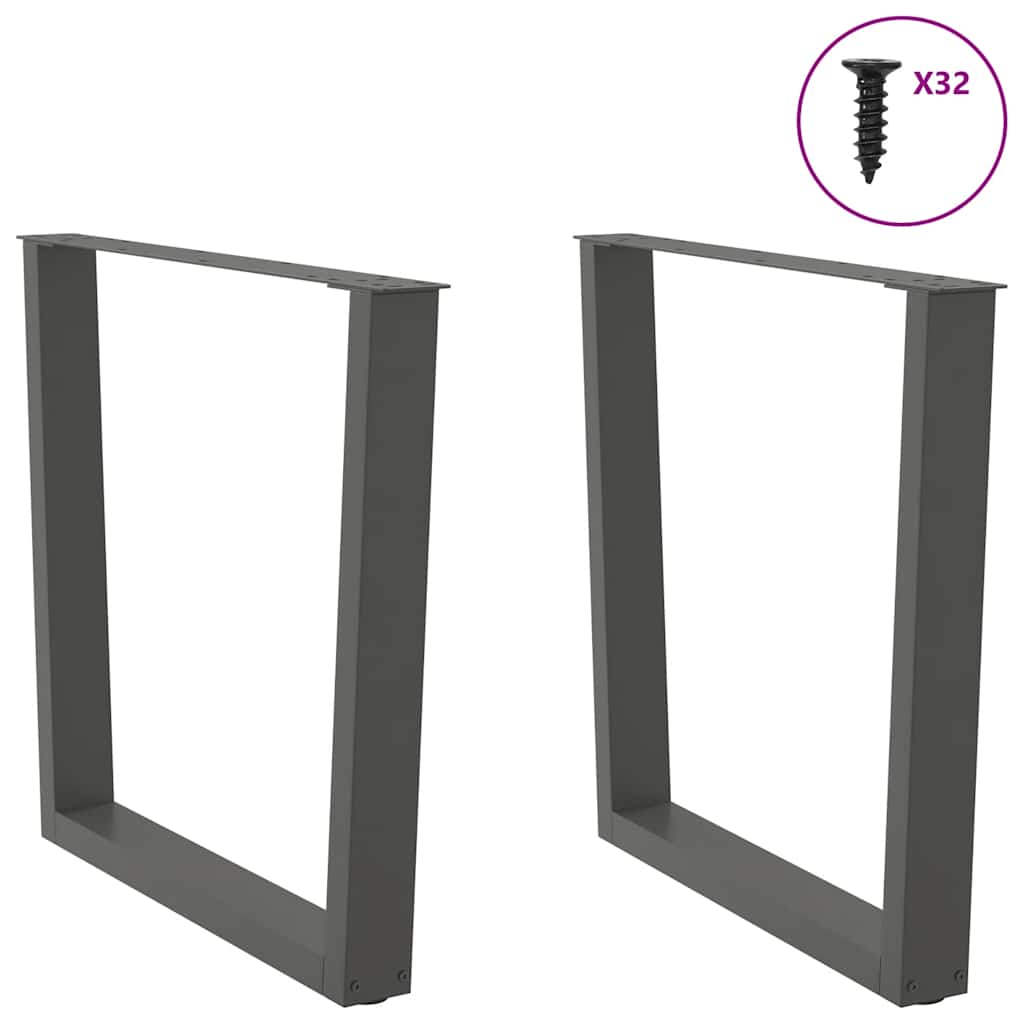 Gambe Tavolo Pranzo a V 2 pz Antracite 90x(72-73,3)cm Acciaio - homemem39