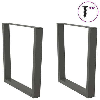 Gambe Tavolo Pranzo a V 2 pz Antracite 90x(72-73,3)cm Acciaio - homemem39