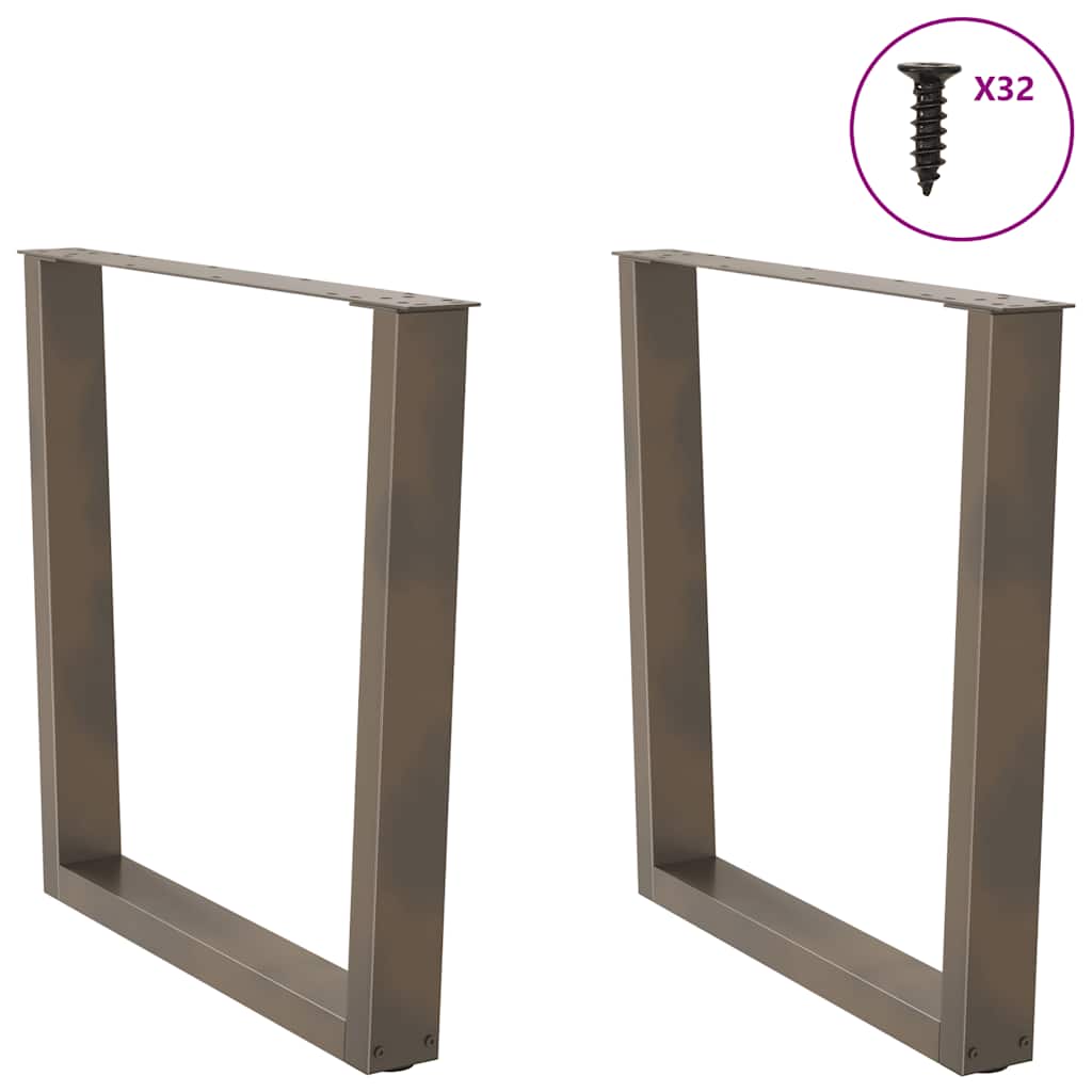 Gambe per Tavolo Pranzo a V 2pz Naturale 90x(72-73,3)cm Acciaio - homemem39
