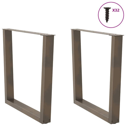 Gambe per Tavolo Pranzo a V 2pz Naturale 90x(72-73,3)cm Acciaio - homemem39