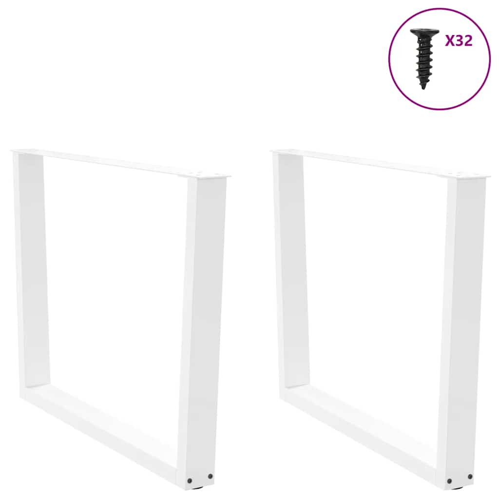 Gambe per Tavolo Pranzo a V 2 pz Bianco 100x(72-73,3)cm Acciaio - homemem39