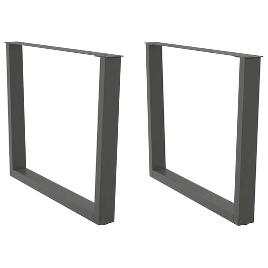 Gambe Tavolo Pranzo a V 2 pz Antracite 100x(72-73,3)cm Acciaio - homemem39