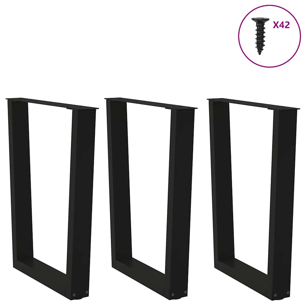 Gambe per tavolo da pranzo forma V 3 pz nere 70x(72-73,3) cm