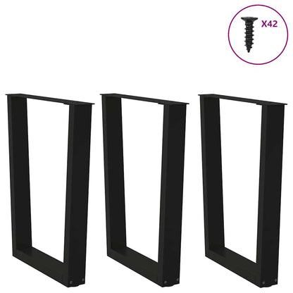 Gambe per tavolo da pranzo forma V 3 pz nere 70x(72-73,3) cm