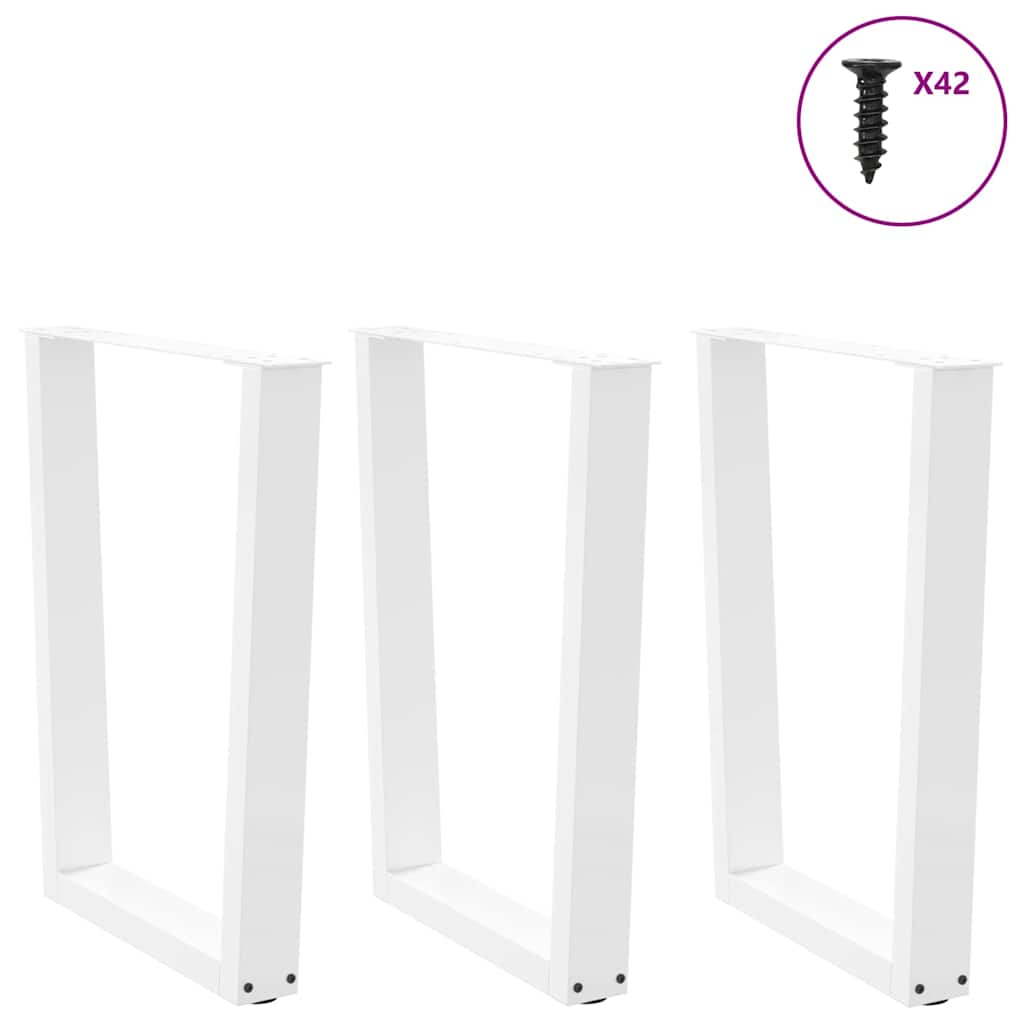 Gambe per Tavolo Pranzo a V 3 pz Bianco 70x(72-73,3)cm Acciaio - homemem39