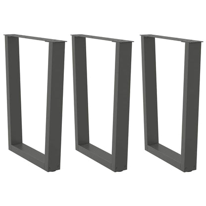 Gambe Tavolo Pranzo a V 3 pz Antracite 70x(72-73,3)cm Acciaio - homemem39