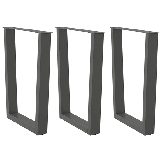 Gambe Tavolo Pranzo a V 3 pz Antracite 70x(72-73,3)cm Acciaio - homemem39