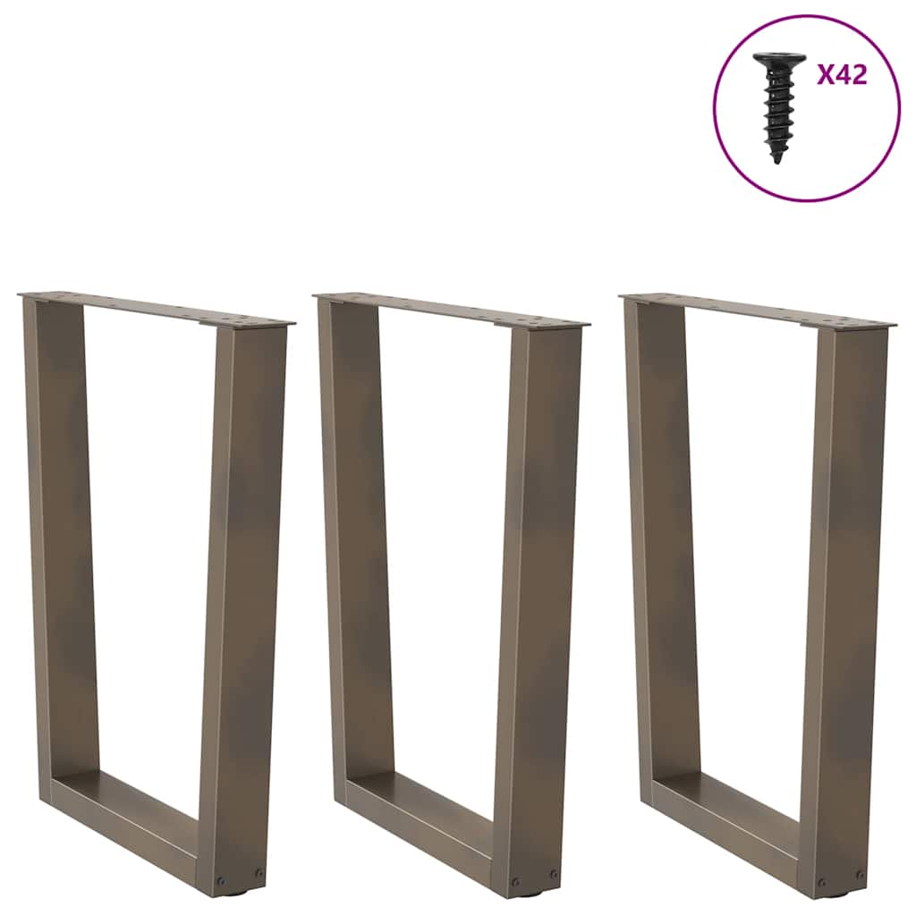 Gambe per Tavolo Pranzo a V 3pz Naturale 70x(72-73,3)cm Acciaio - homemem39