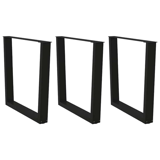 Gambe per Tavolo da Pranzo a V 3 pz Nero 80x(72-73,3)cm Acciaio - homemem39
