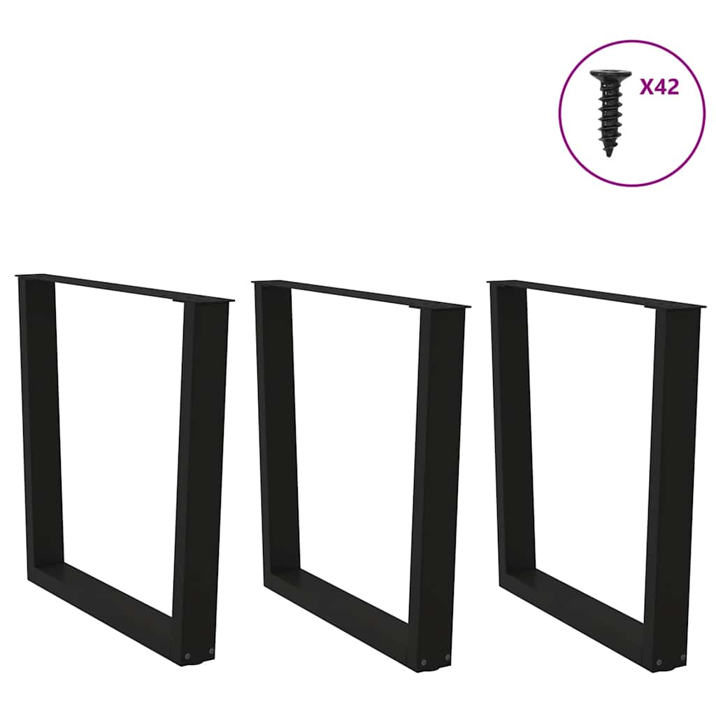 Gambe per tavolo da pranzo forma V 3 pz nere 80x(72-73,3) cm